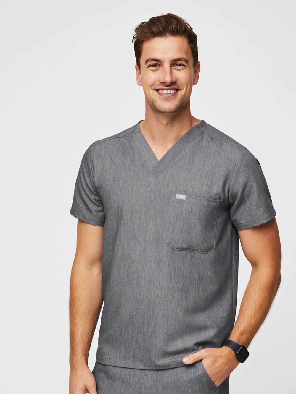 Figs Men's Graphite V-Neck Medical Top Size L